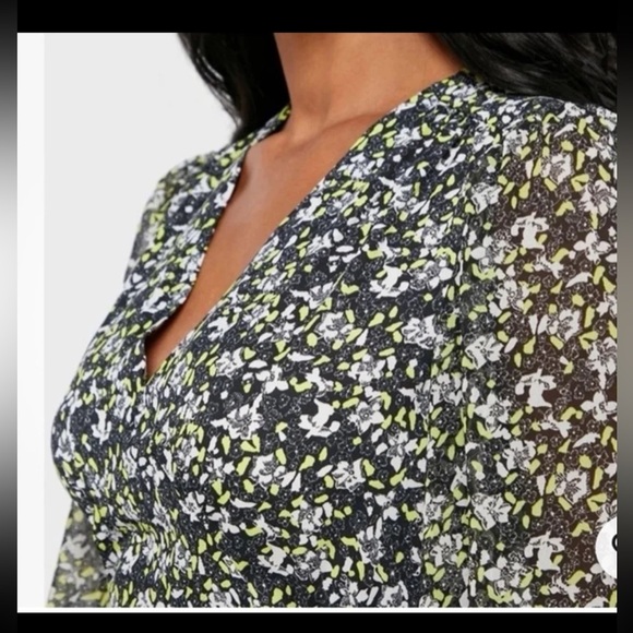 NWT Topshop IDOL Long Sleeve Micro Floral Print High Low Slit Midi Dress 
Size 6 - Picture 4 of 12